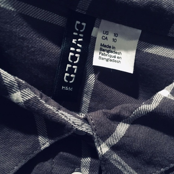 Windowpane Plaid Button Up 3/4 Sleeve Blouse, 10 - Picture 4 of 4